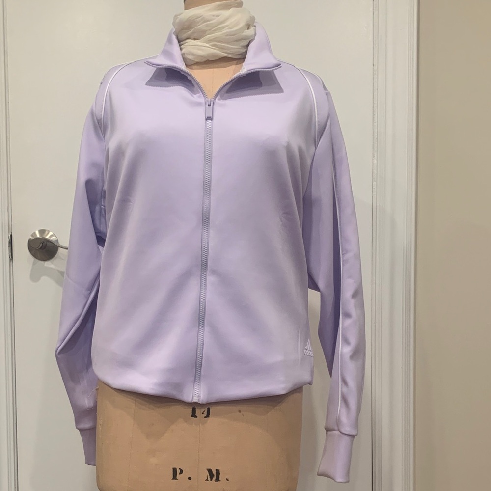 Adidas Light Purple Zip-Up Jacket with white piping trim